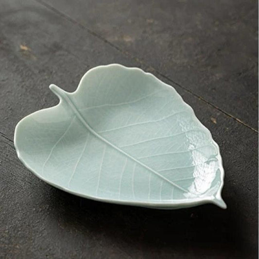 Leaf-shaped vintage ceramic plate, Chinese snack plate, More Than Ceramics