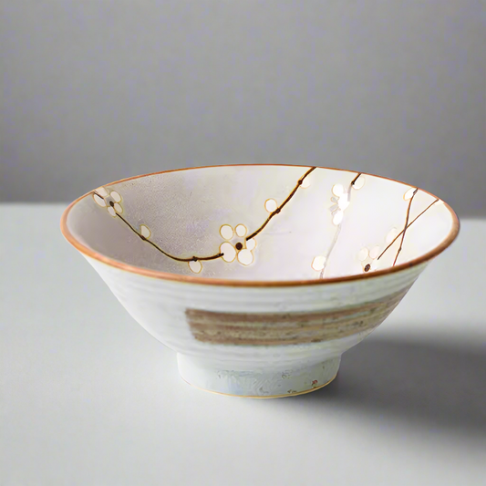 Japanese Imported Blue Plum Ceramic Tableware: 7.5-inch Ramen Bowl, Soup Bowl, Salad Bowl, with Underglaze Colors - More Than Ceramics